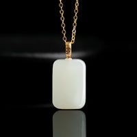 Hetian White Jade Mini Wushi Plaque Pendant | Peace & Protection Amulet