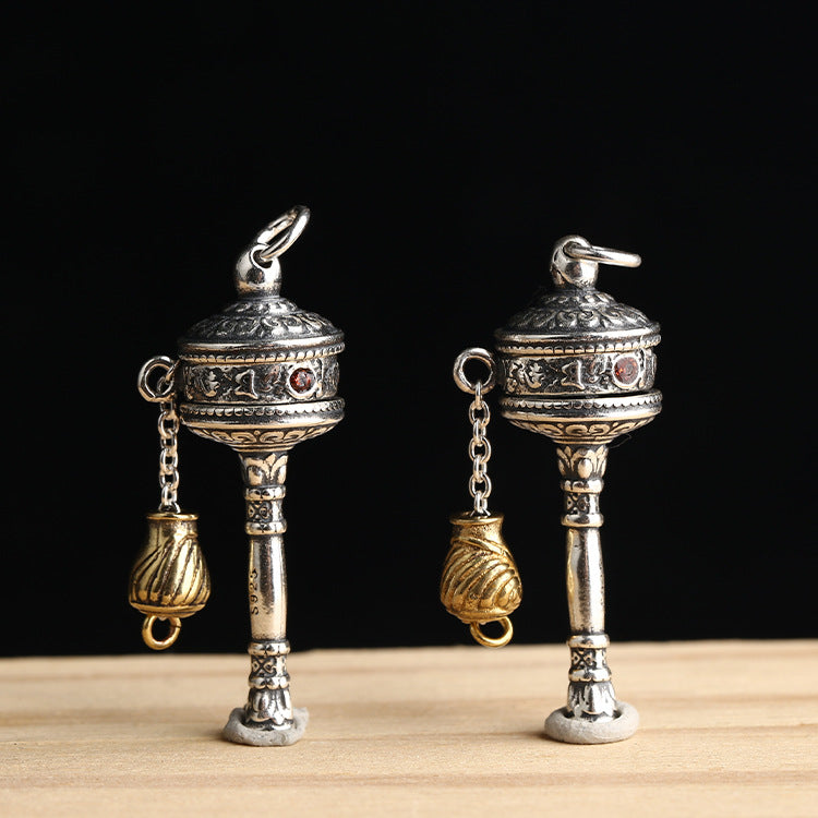 S925 Silver, Tibetan Prayer Tube Pendant, Can Be Twisted.