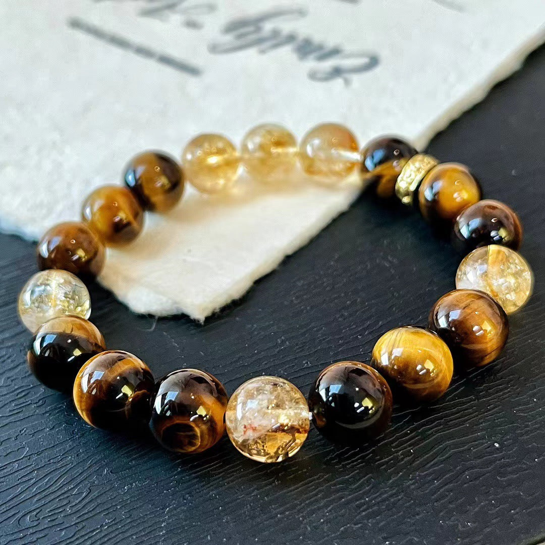 10MM New Maillard Style Natural Citrine Bracelet Natural Tiger's Eye Premium Bracelet