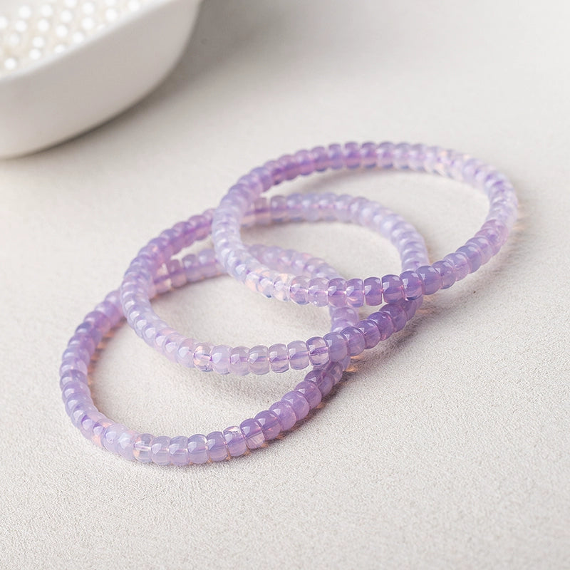 Lavender Natural High-Transparency Amethyst Straight-Cut Thin Slice Bracelet