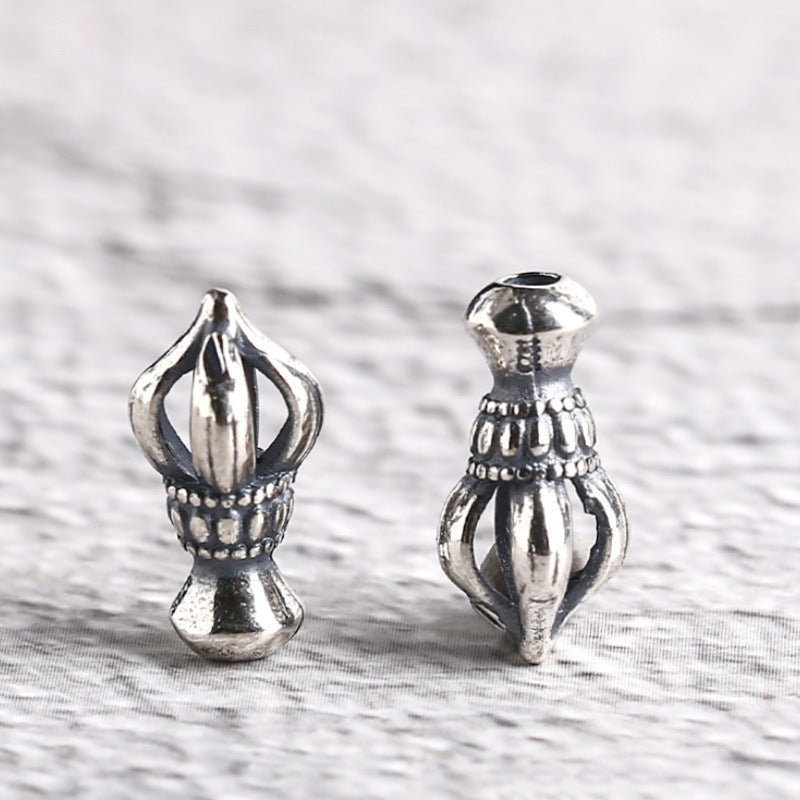 S925 Silver, Elephant Trunk God Vajra Pestle Pendant Disciple Bead Silver Pestle, Ending Bead Bracelet DIY Accessories