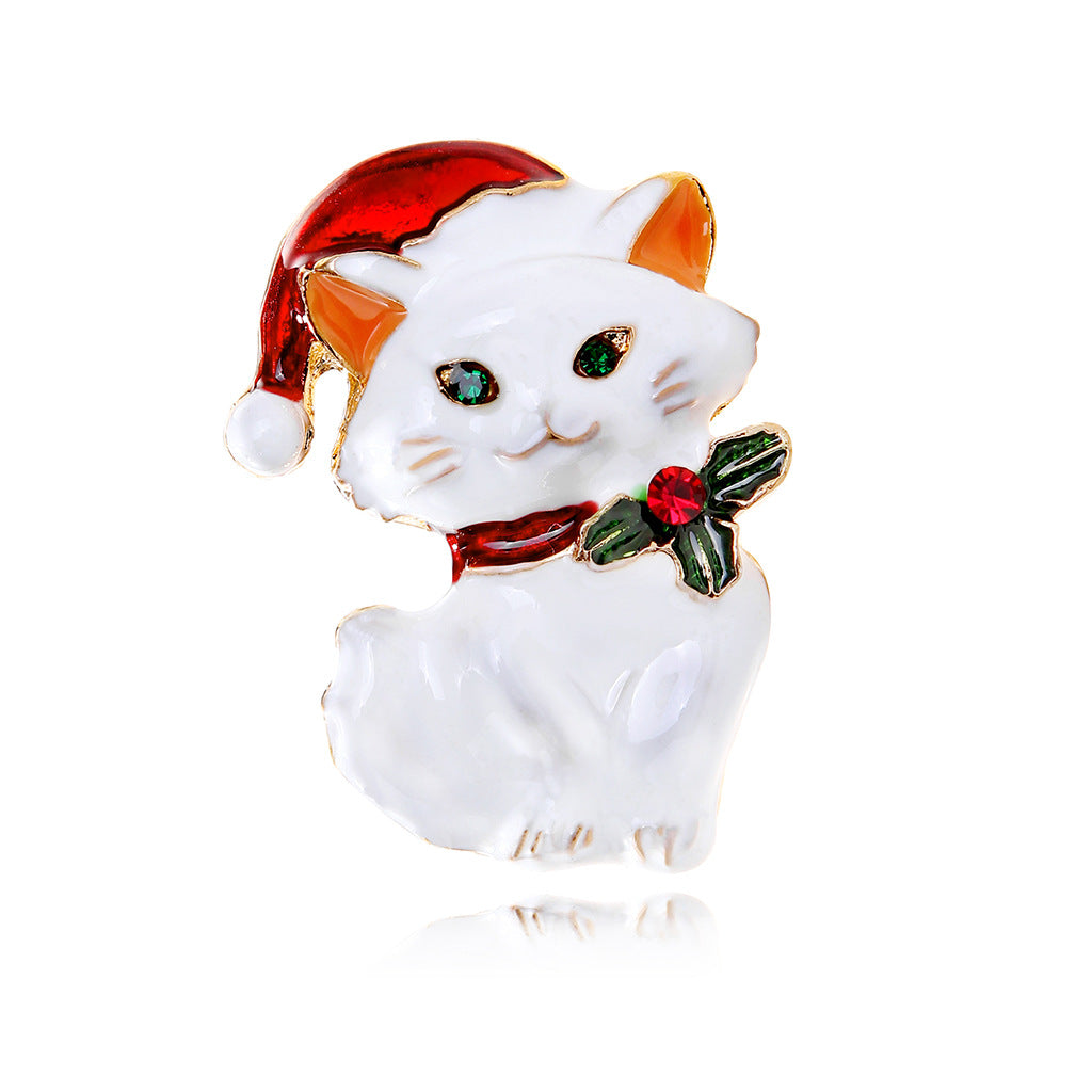 Vintage Christmas Cat Brooch Festive and Charming Accessory