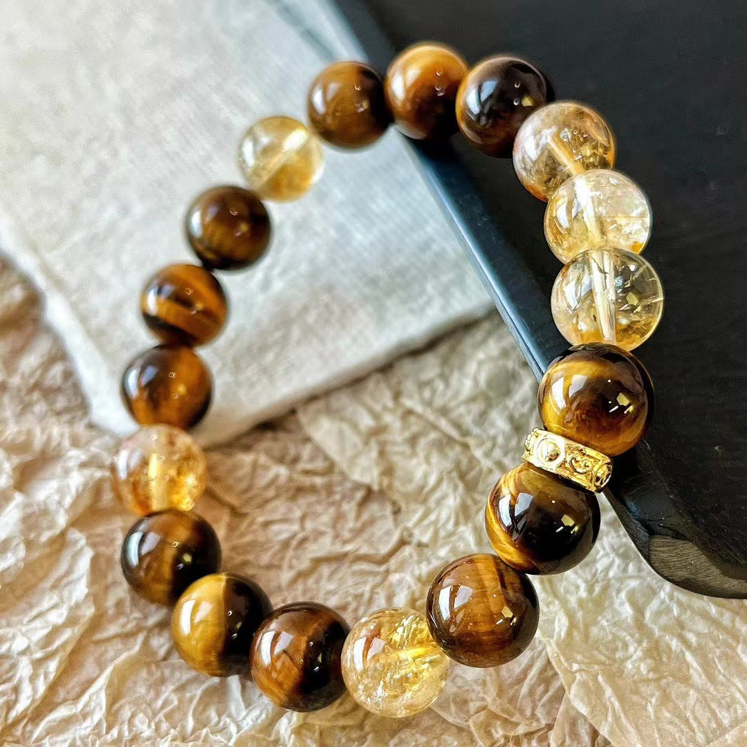 10MM New Maillard Style Natural Citrine Bracelet Natural Tiger's Eye Premium Bracelet