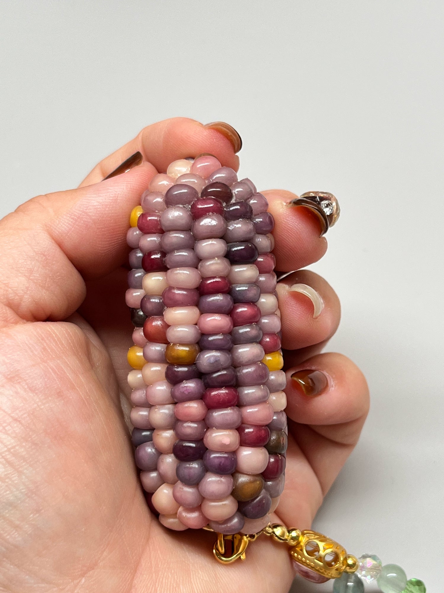 Multicolored Purple Gemstone Corn Ornament