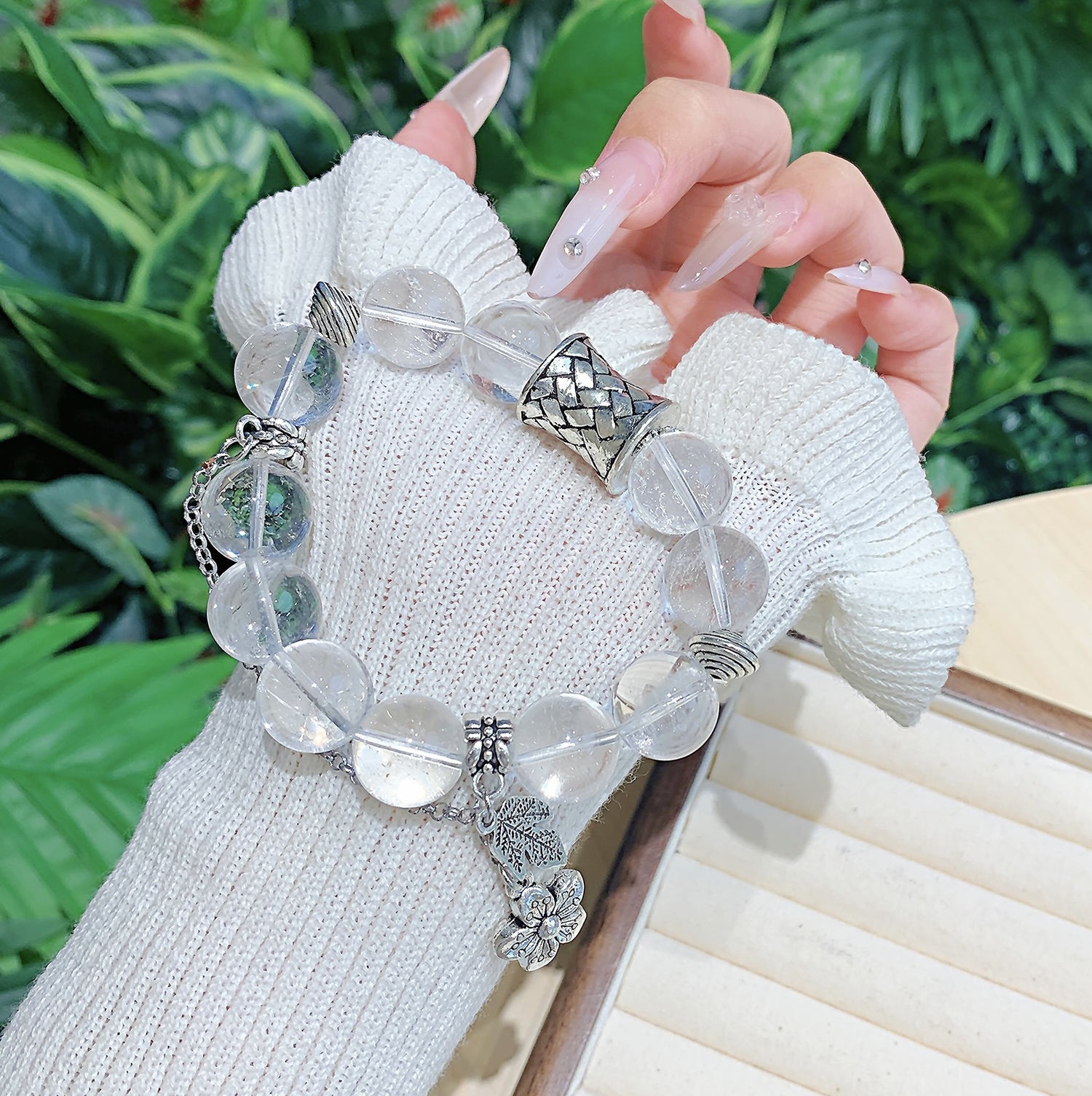 Premium Natural White Crystal Bracelet – DIY Personalized Custom Design
