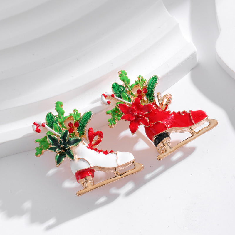 High-End Cute Skate Brooch Christmas Gift Stylish Holiday Accessory