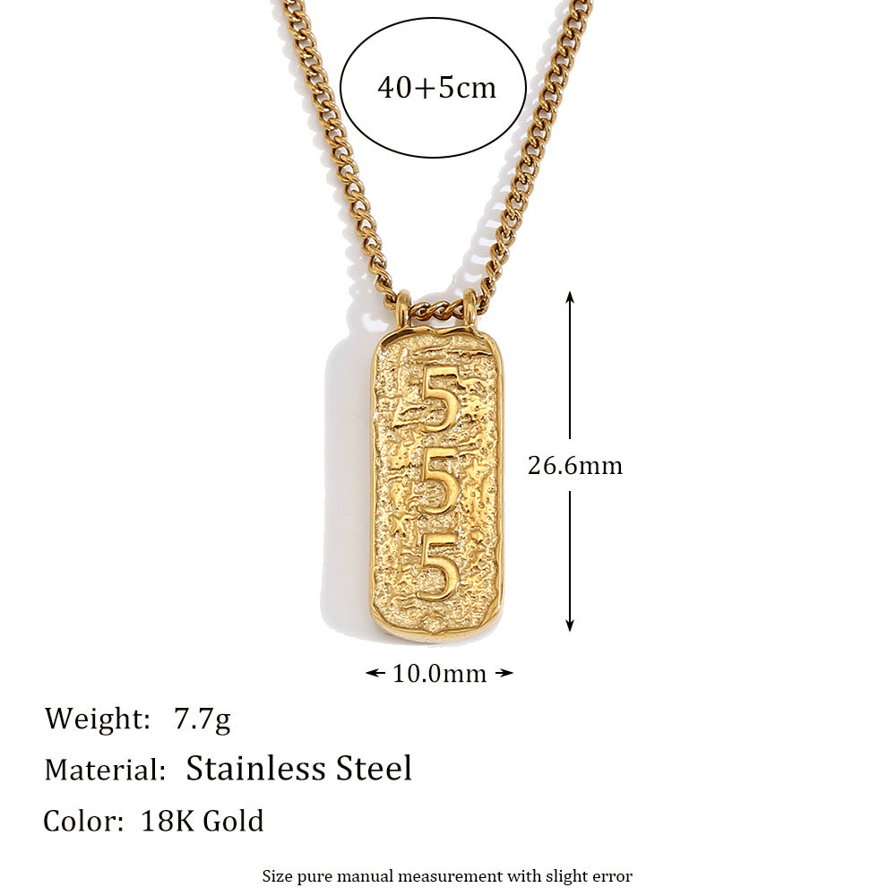 Fashion Angel Number Necklace Stainless Steel Plated 18K Gold Necklace for Women