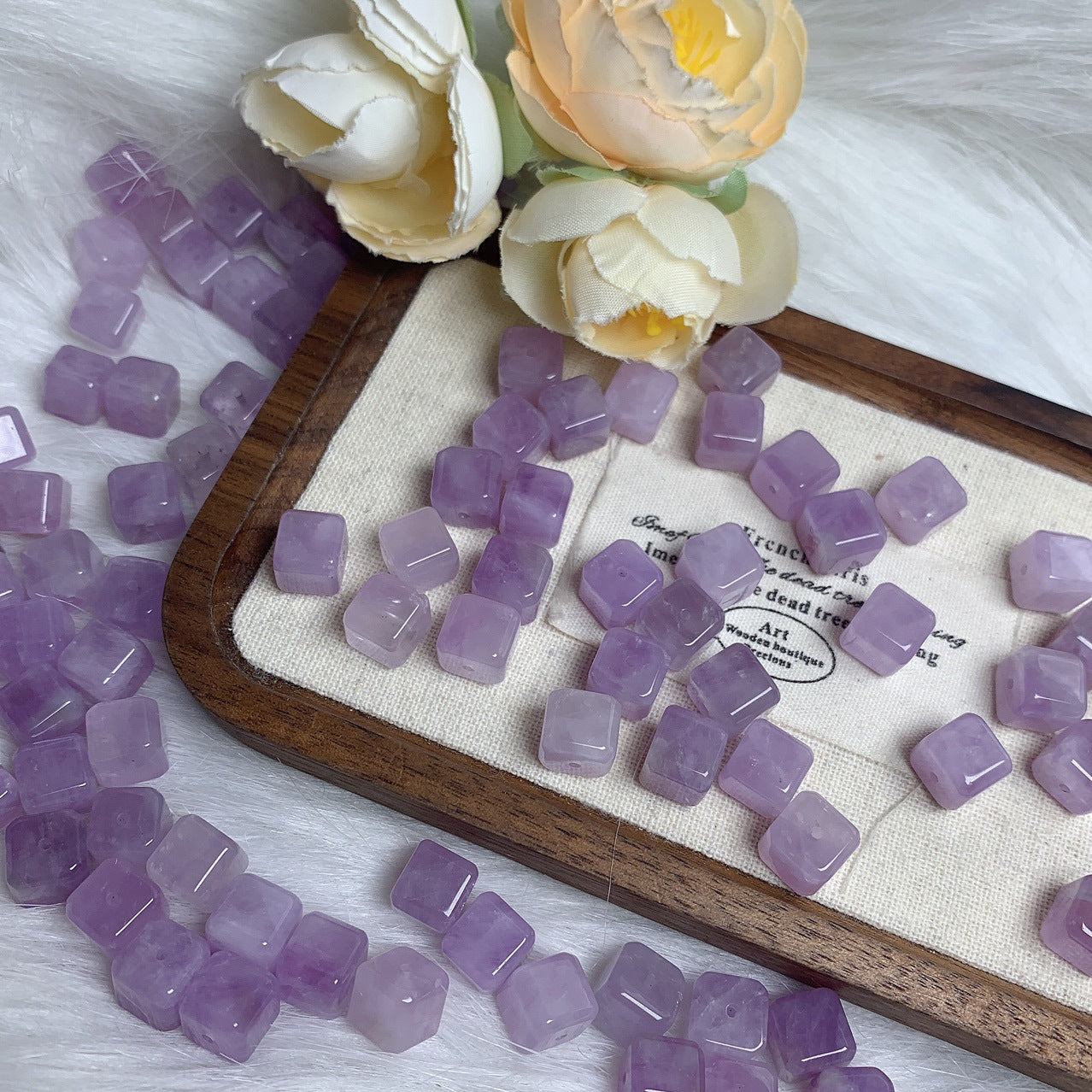 Natural Lavender Sugar Cube Quartz Bracelet Beads – DIY Accessories