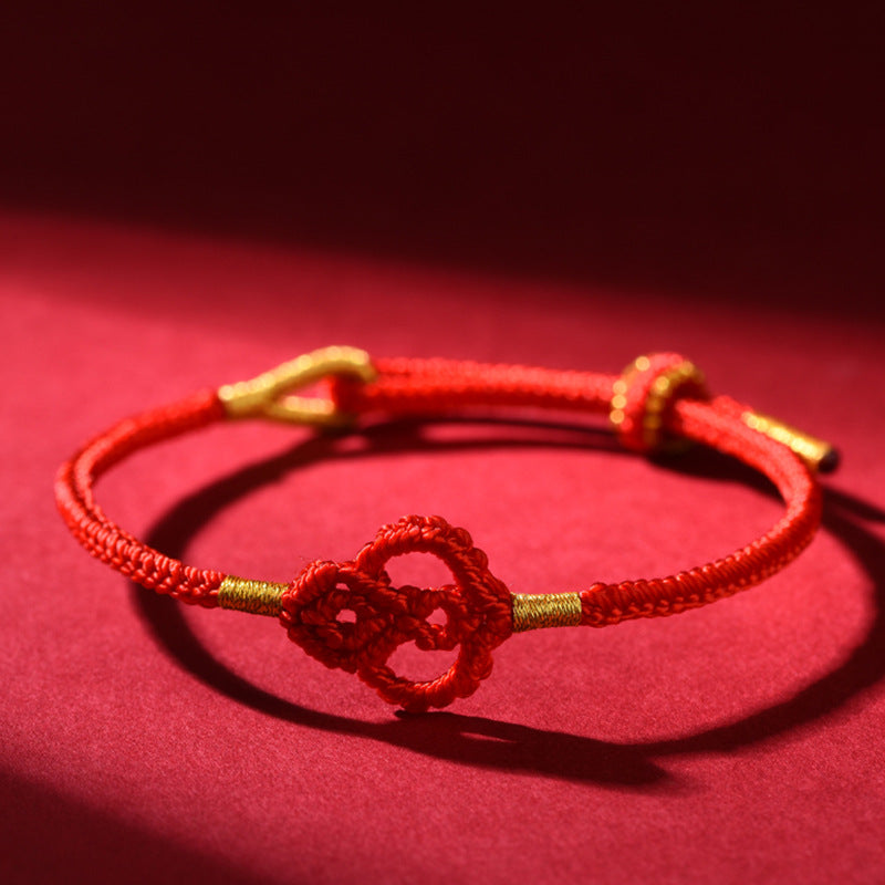 Handmade Gourd Knot Couples & Friends Bracelet Adjustable Red String Love Friendship Gift