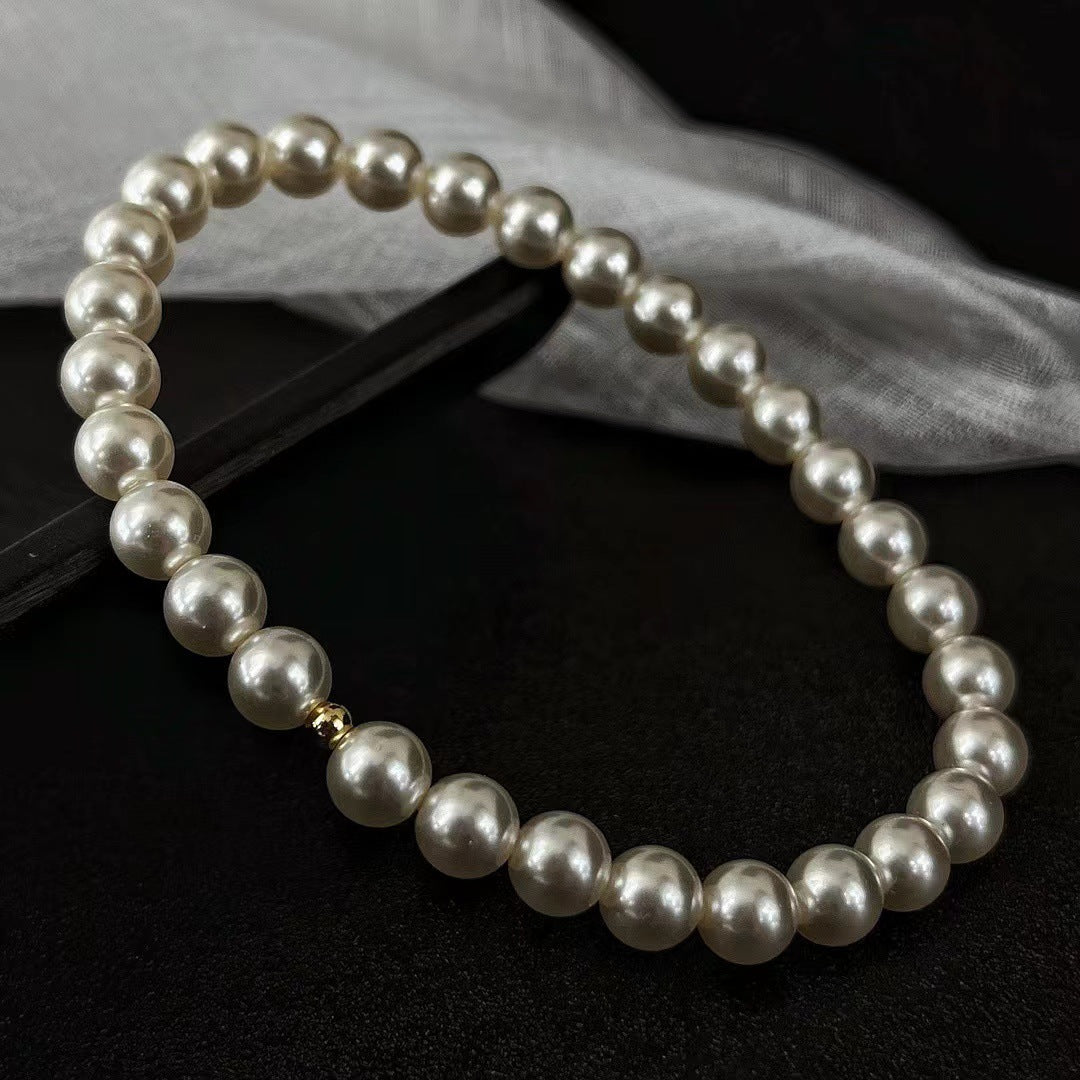 6MM Retro Warm White Artificial Pearl Bracelet Imitation Pearl Bracelet for Women