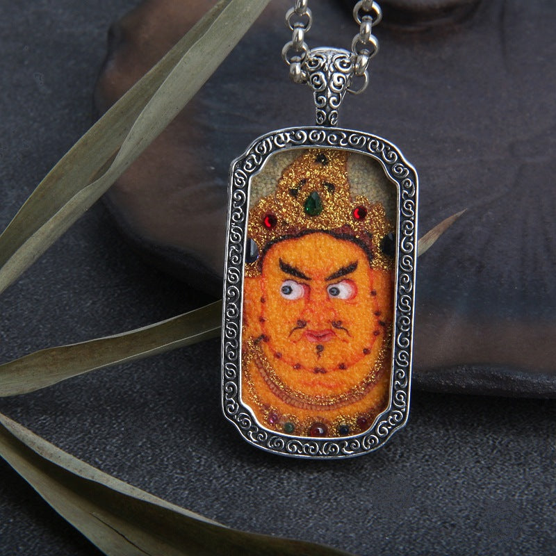925 Sterling Silver Yellow Jambhala Tibetan Pendant