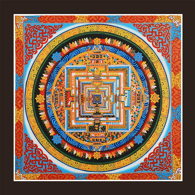 Hand Painted Nepal Tibetan Kalachakra Mandala Thangka（49CM）