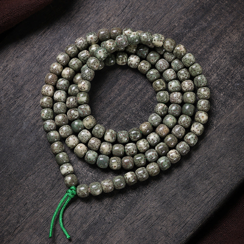 Hainan Stone-Jade Green Skin Star Moon Bodhi 108 Mala Beads