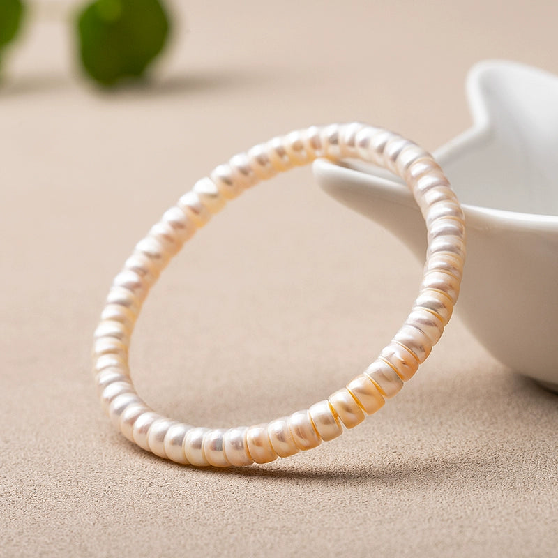 Natural Freshwater Pearl Straight-Cut & Tibetan Style Diagonal-Cut Bracelet – Elegant, Fashionable Women’s Jewelry