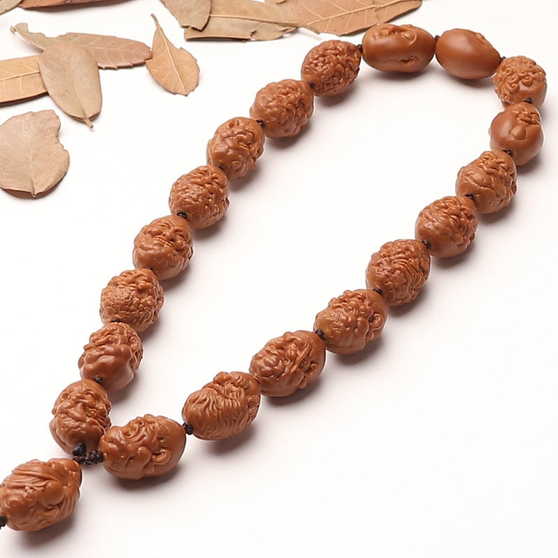 Meilin Old Oil Olive Pit Hand-Carved Eighteen Arhats Wenwan Bracelet