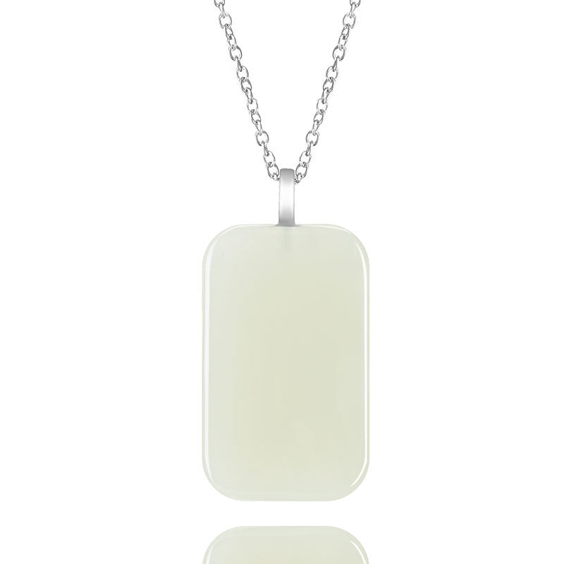 Natural Aged Hetian White Jade Wushi Plaque Pendant for Women