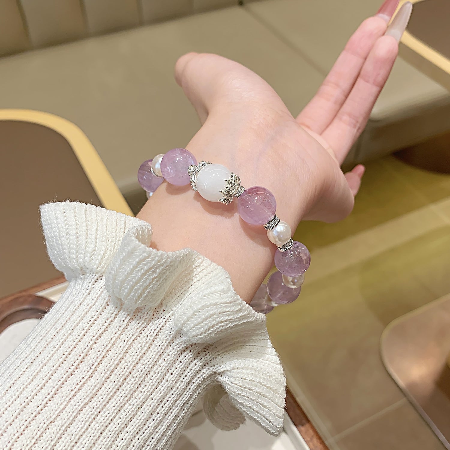 Natural White Phantom Amethyst Bracelet – DIY Customizable Design