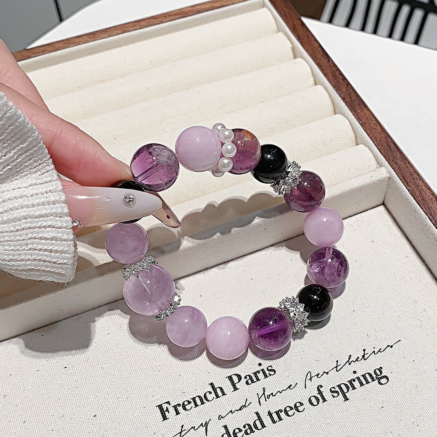 Natural Lepidolite & Amethyst Bracelet – DIY Customizable Design