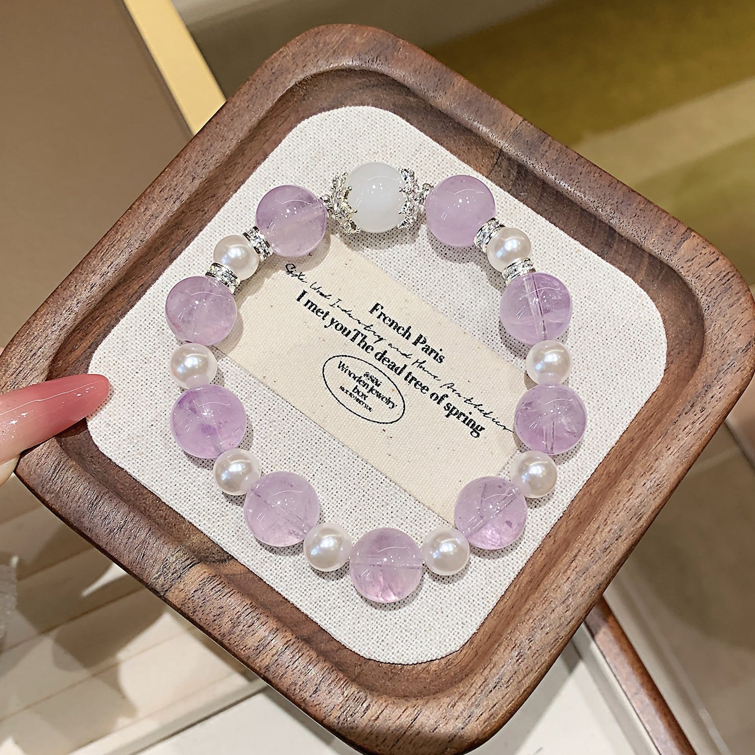 Natural White Phantom Amethyst Bracelet – DIY Customizable Design