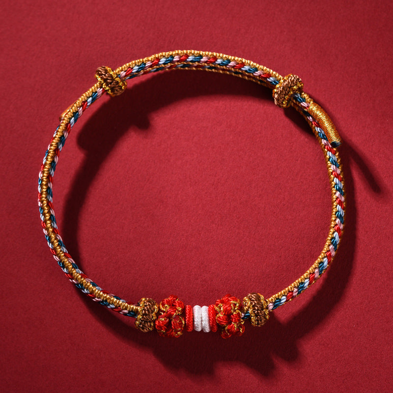 Handmade Lily of the Valley Knot Braided Red String Couples Bracelet