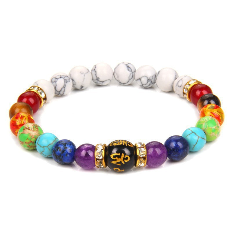 Volcanic Stone Chakra Bracelet Yoga Energy Bracelet Six-word Mantra Couple Bracelet