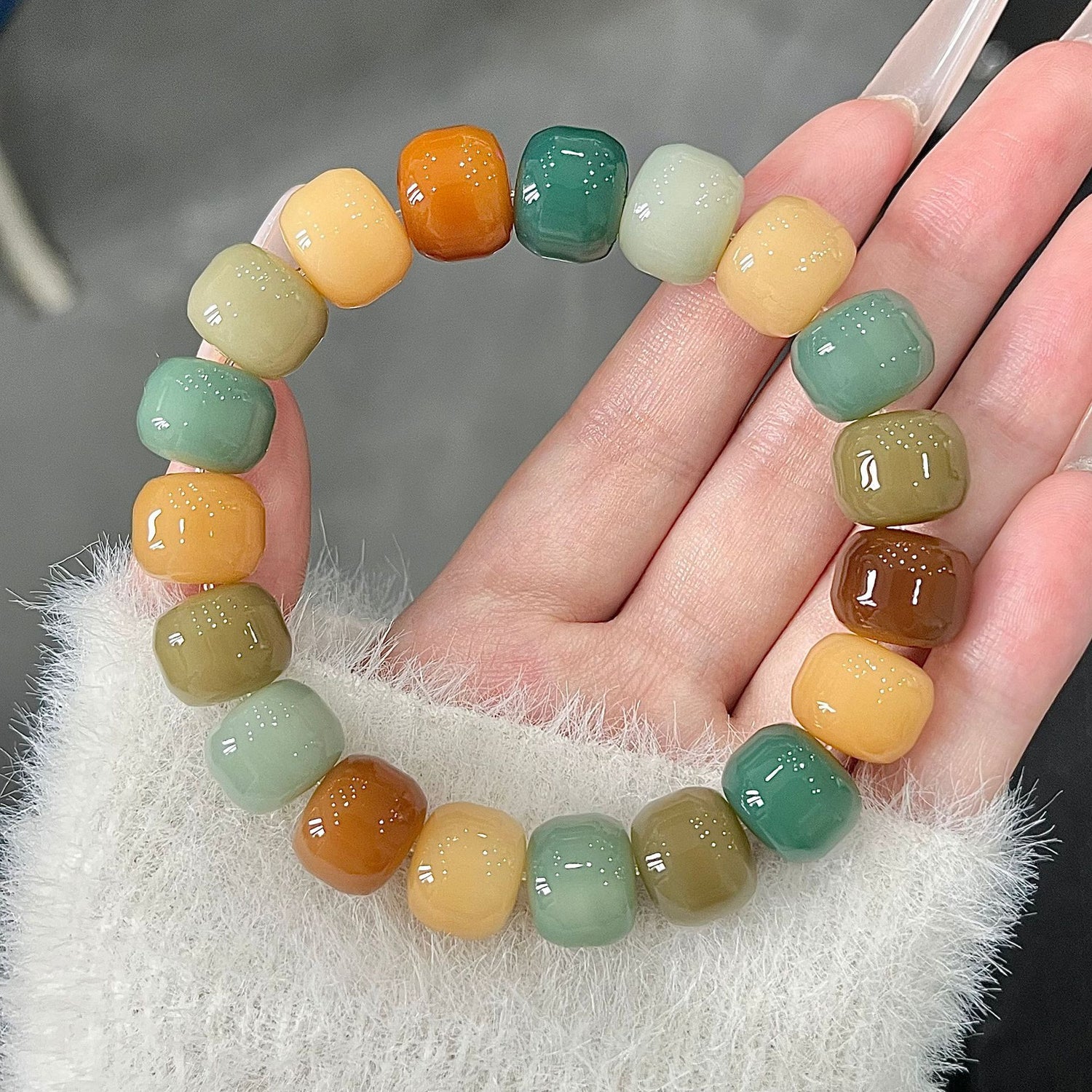 New Bodhi Bracelet with Burger-Shaped Beads (Multiple Colors Available)