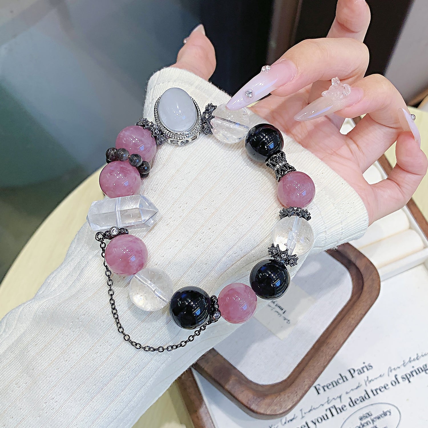 Custom White Crystal Bracelet – Handmade Natural Quartz DIY Design