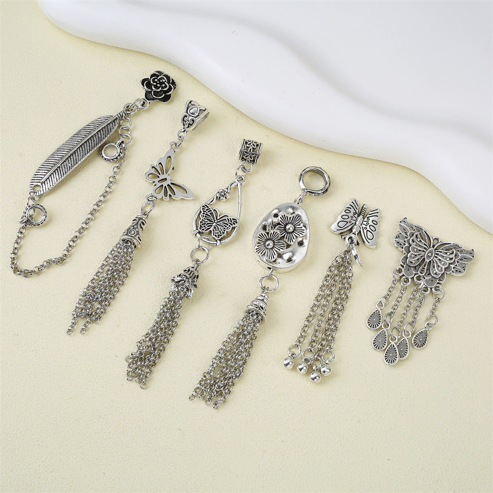 Tibetan Silver Tassel Charms – DIY Crystal Bracelet Spacer Beads & Pendants – 10 Assorted Designs