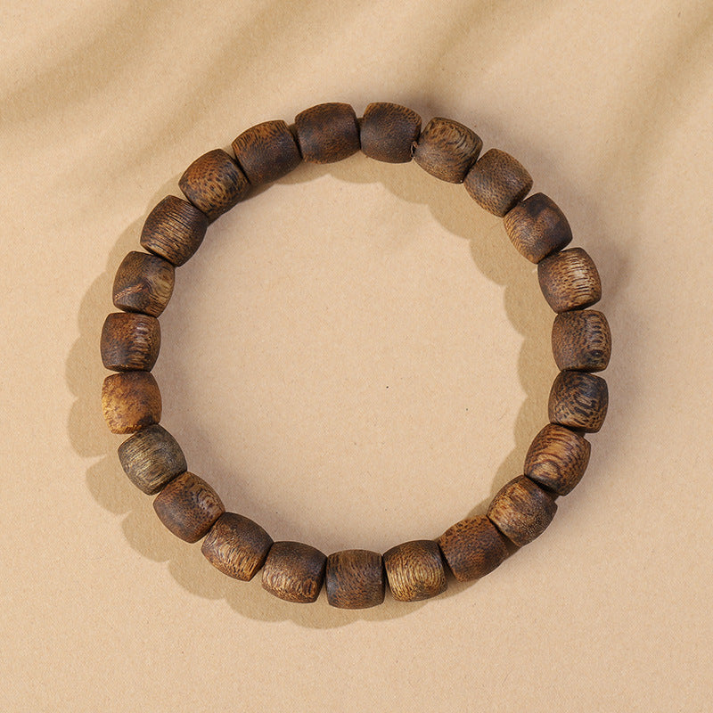 Natural Old Material Hainan Agarwood High-Oil Barrel Bead Bracelet