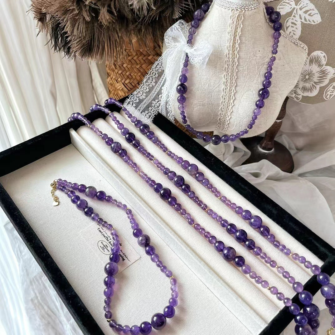 Natural Amethyst Necklace Handmade Clavicle Chain Necklace for Women