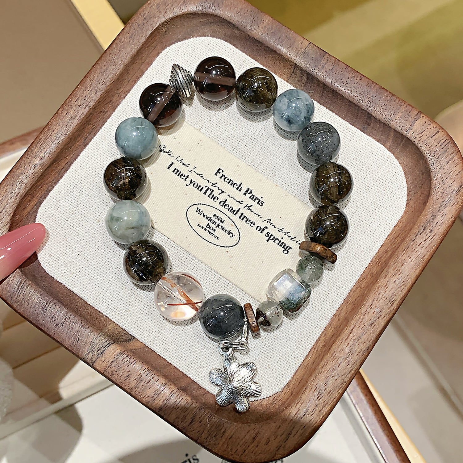 Natural Black Tea Obsidian Bracelet – DIY Customizable Design