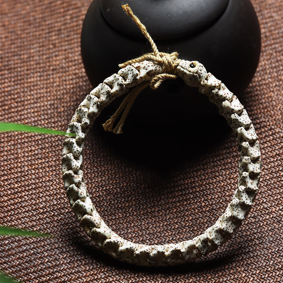 Natural Star and Moon Bodhi Snake Bone Carved Bracelet