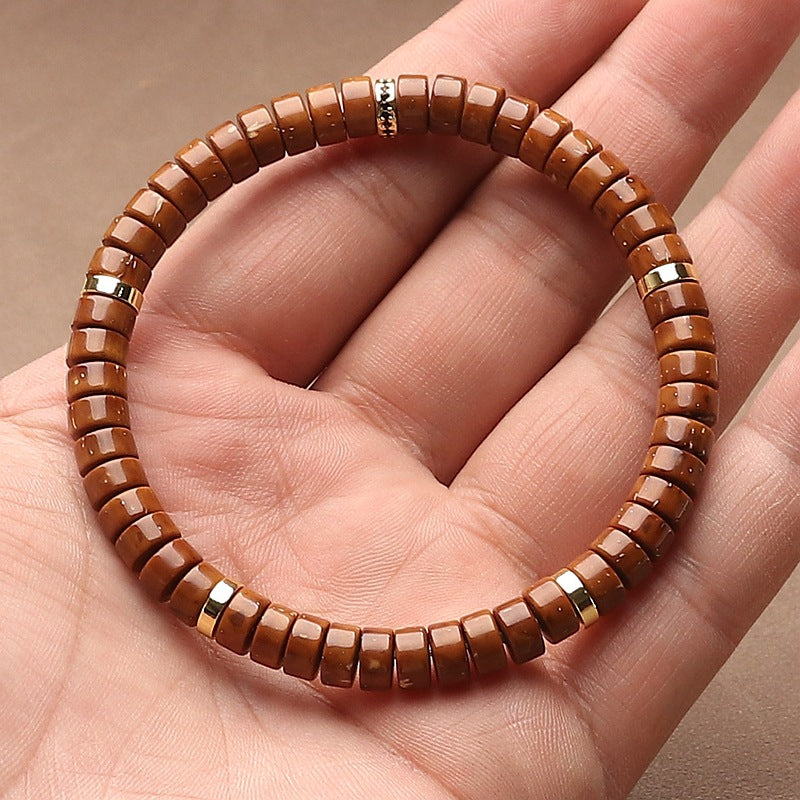 Natural Purple Golden Rat Seed Slice Single-Circle Wenwan Bracelet