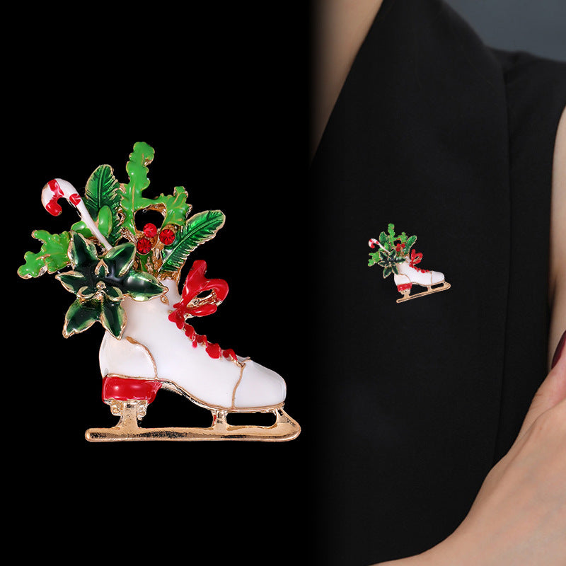 High-End Cute Skate Brooch Christmas Gift Stylish Holiday Accessory