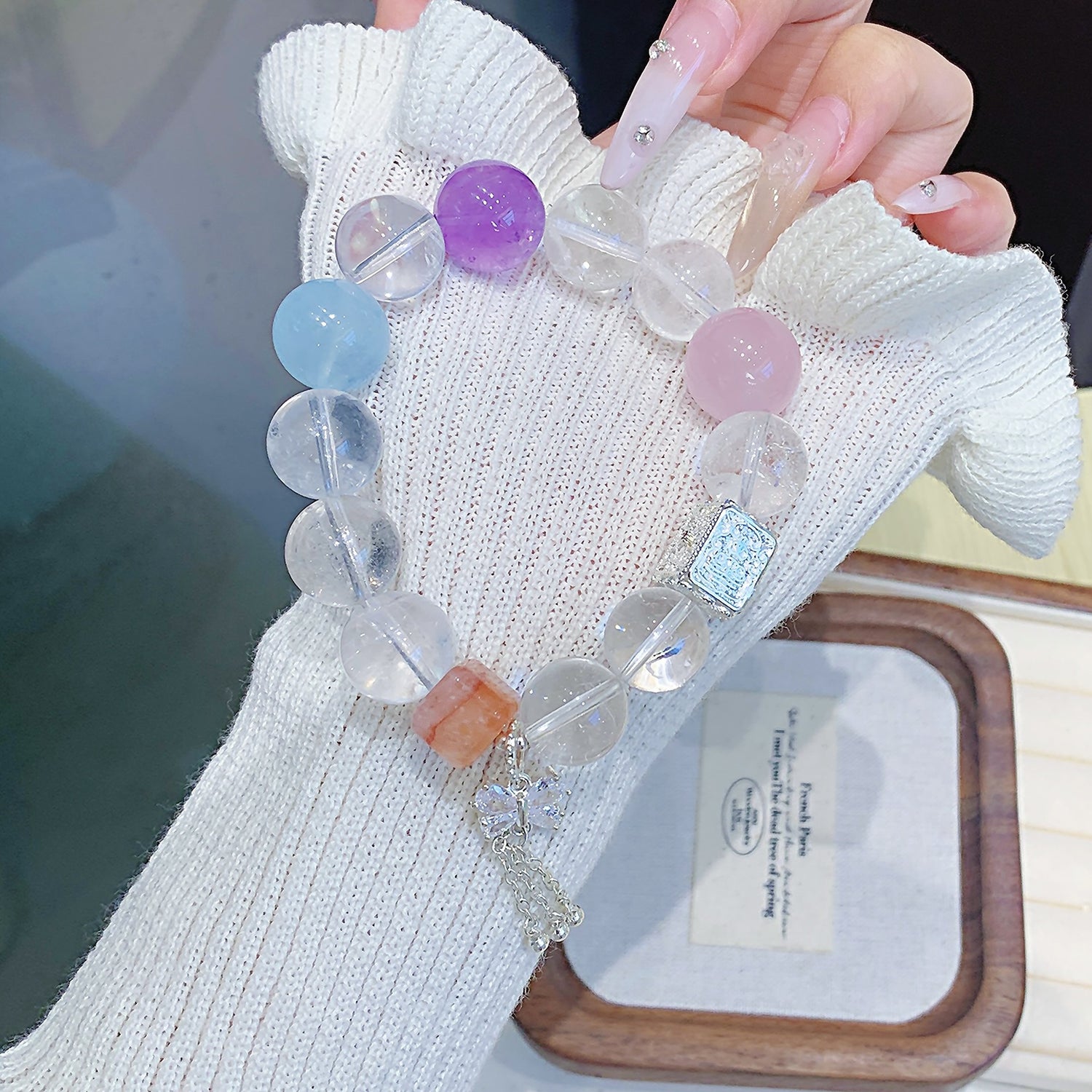 Luxury Natural White Crystal Bracelet – Personalized DIY Beaded Bracelet