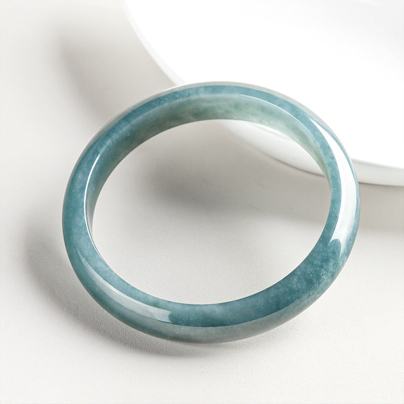 Natural A-Grade Blue Water Jadeite Bangle – Peaceful Bangle, Ice-Type Jadeite for Women