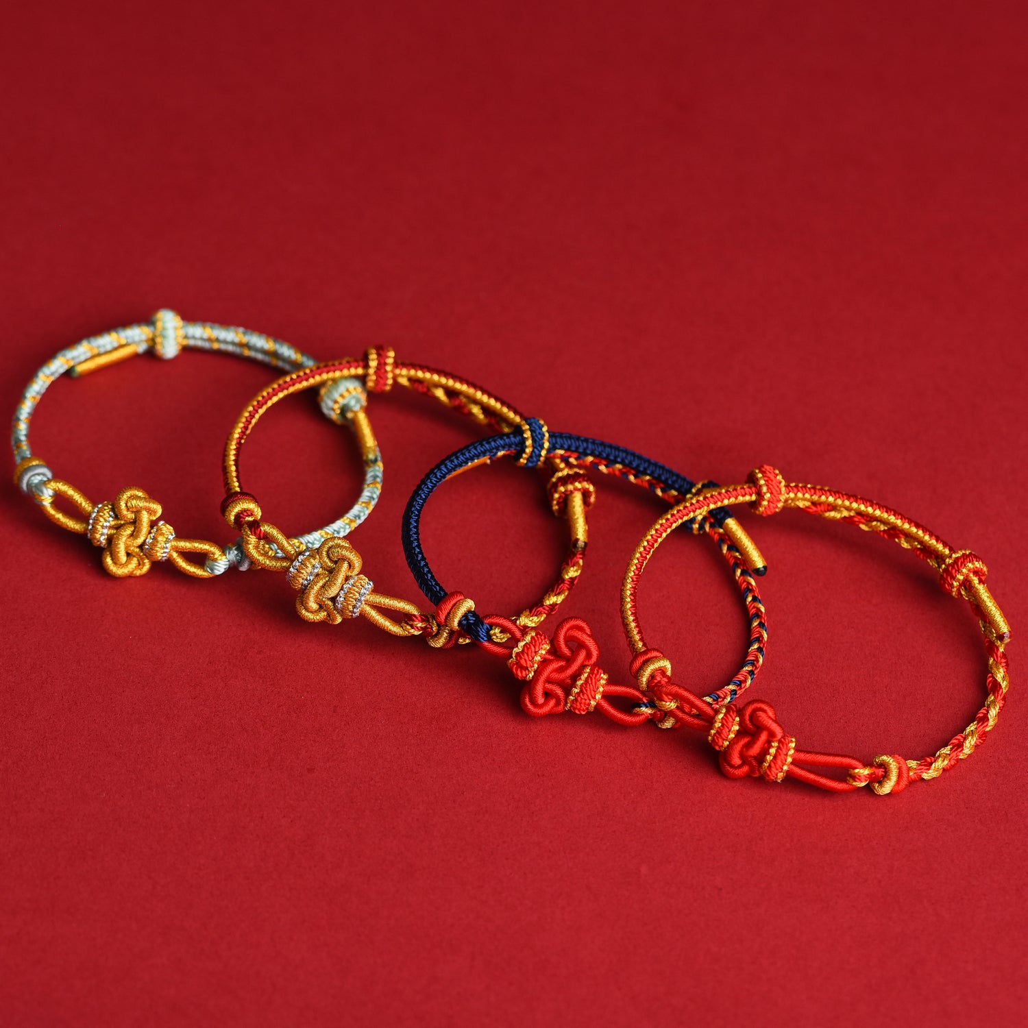 Handmade Wenchang Knot Adjustable Braided Rope Bracelet for Luck and Strength