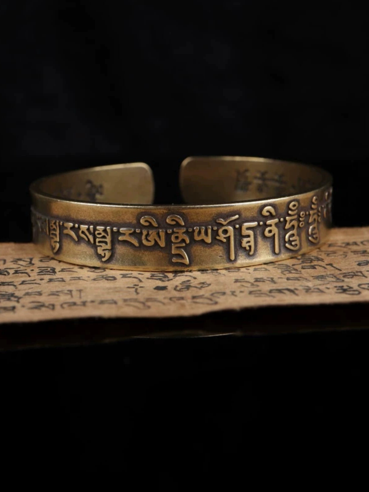 Tibetan Vintage Copper Bracelet The Heart Sutra Six-Character Mantra Bracelet