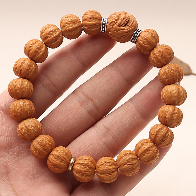 Monkey Head Walnut Hand-Carved Beijing Eight-Ridged Wenwan Bracelet