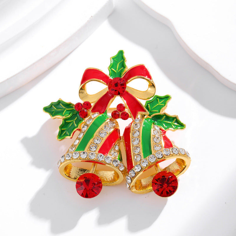 Festive Christmas Bell Brooch Bow Brooch Pin Elegant Holiday Accessory