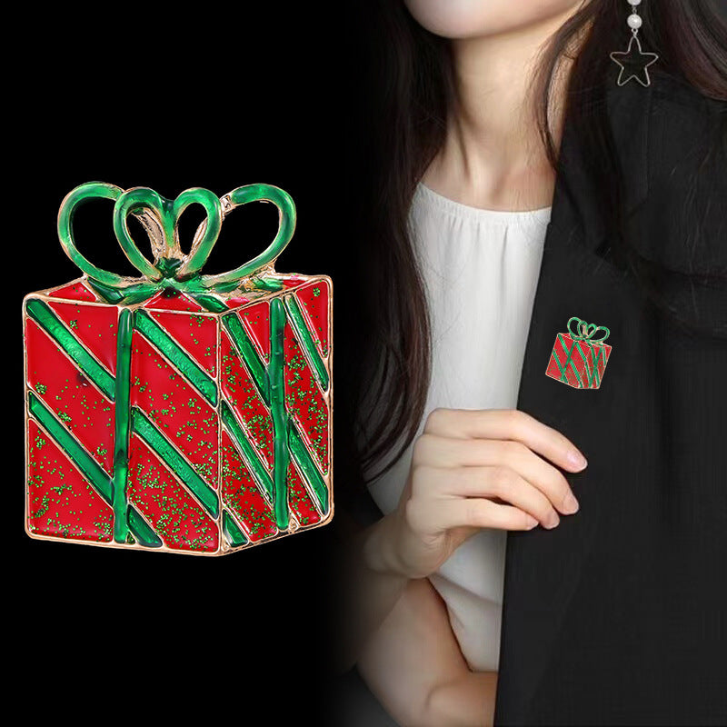 Fashion Christmas Gift Box Brooch Cute and Festive Accessory for Women