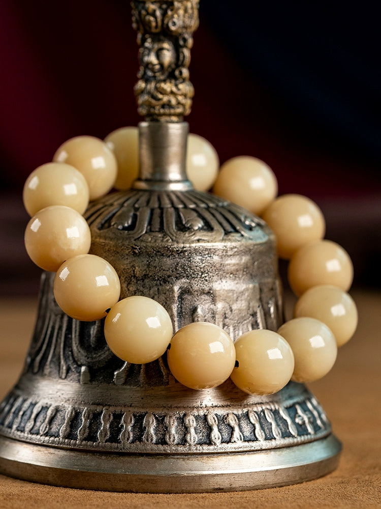 Natural Old Camel Bone Buddha Bead Bracelet 15-16mm