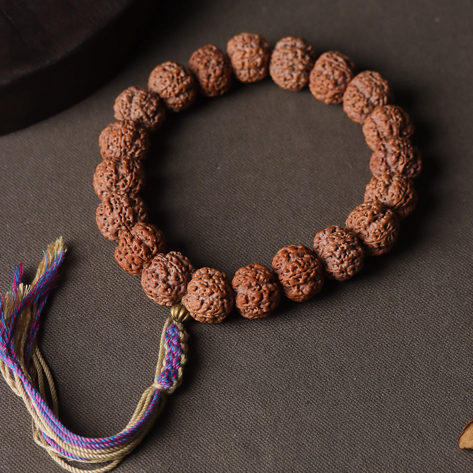 Premium Natural Rudraksha Double Dragon Pattern Bracelet Prayer Bracelet