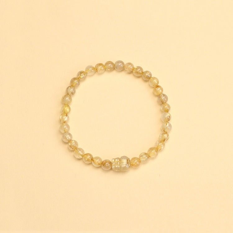 Natural Rutilated Quartz Handmade Beaded Pixiu Bracelet