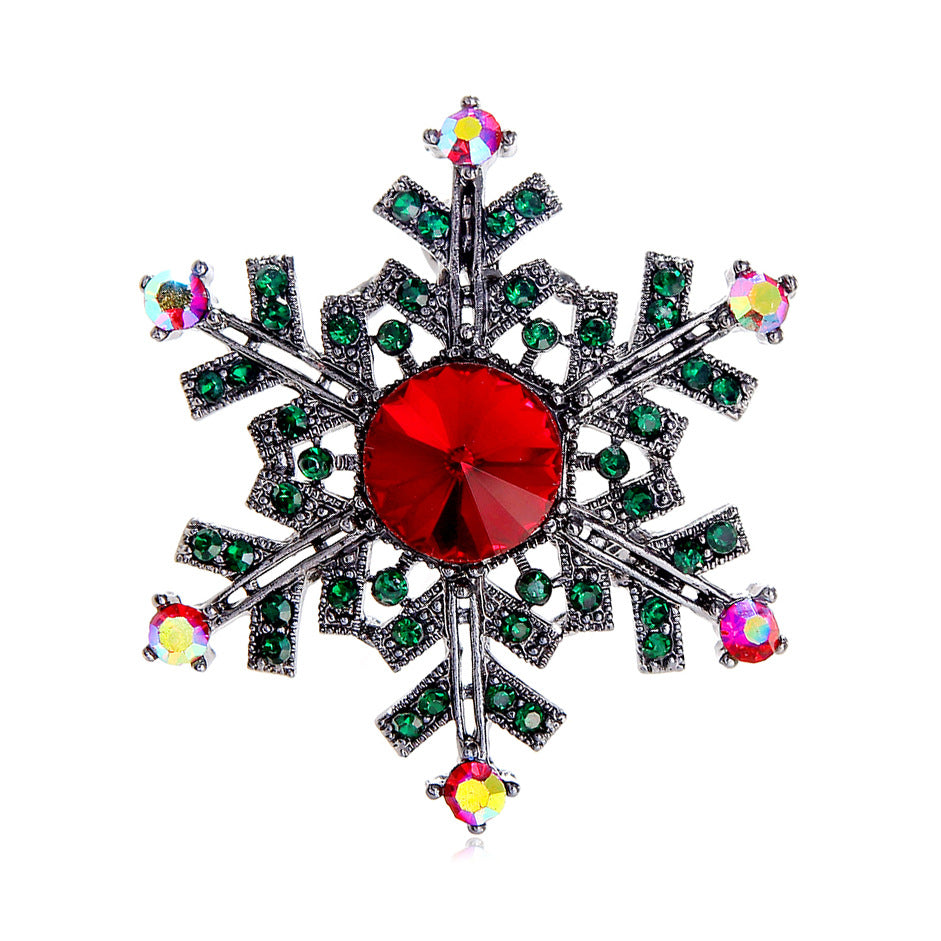 Snowflake Rhinestone Gem Brooch