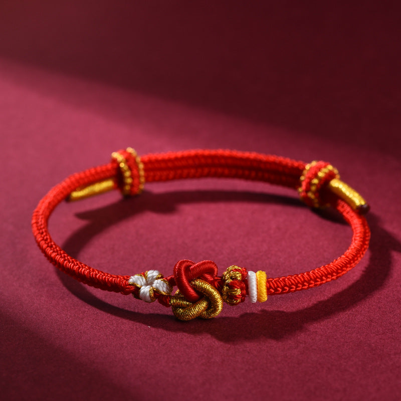 Handmade Red String Bracelet with Double Heart Knot – Couples Blessing Charm