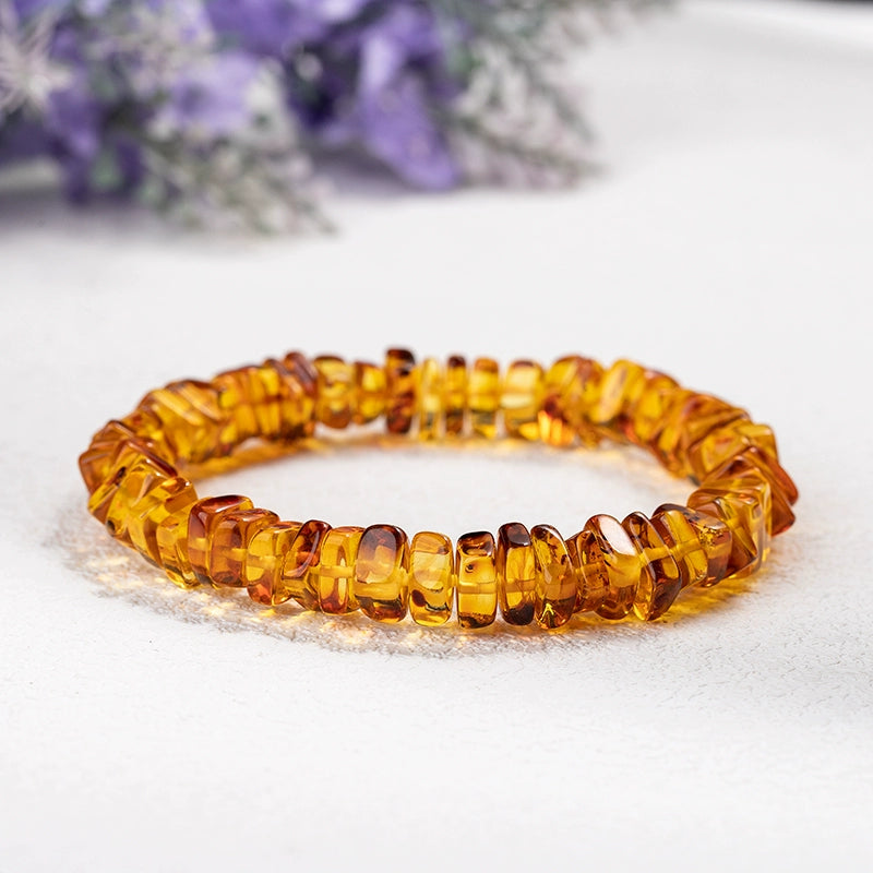 Natural amber beeswax square spacer bracelet, men's and women's fashion bracelets
