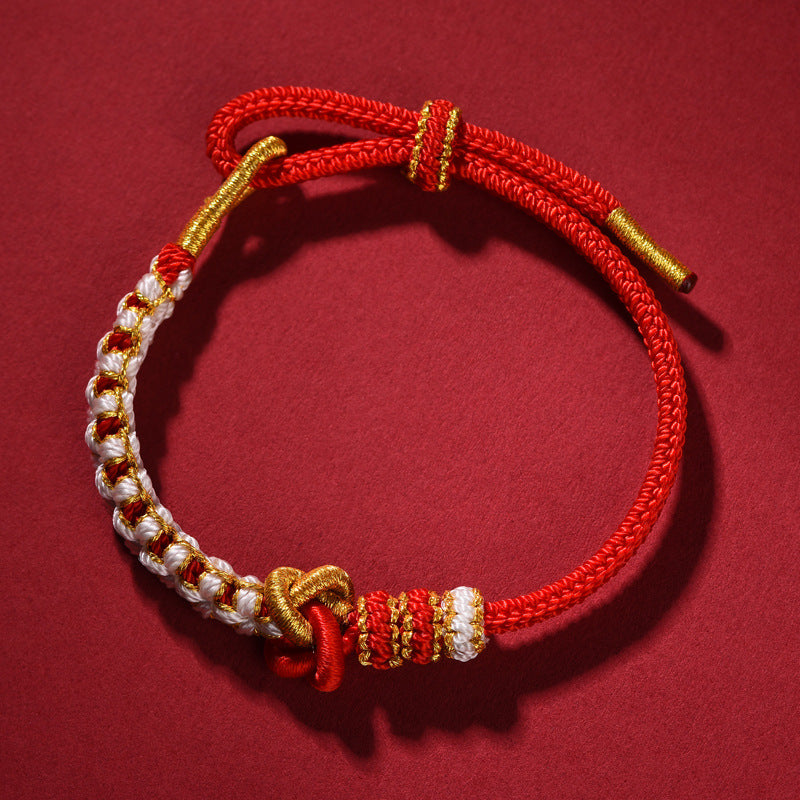 Handmade Mandala Knot Red String Bracelet – Peach Blossom Knot for Couples