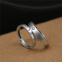 Adjustable S925 Sterling Silver Ring Sun & Moon Couple Rings