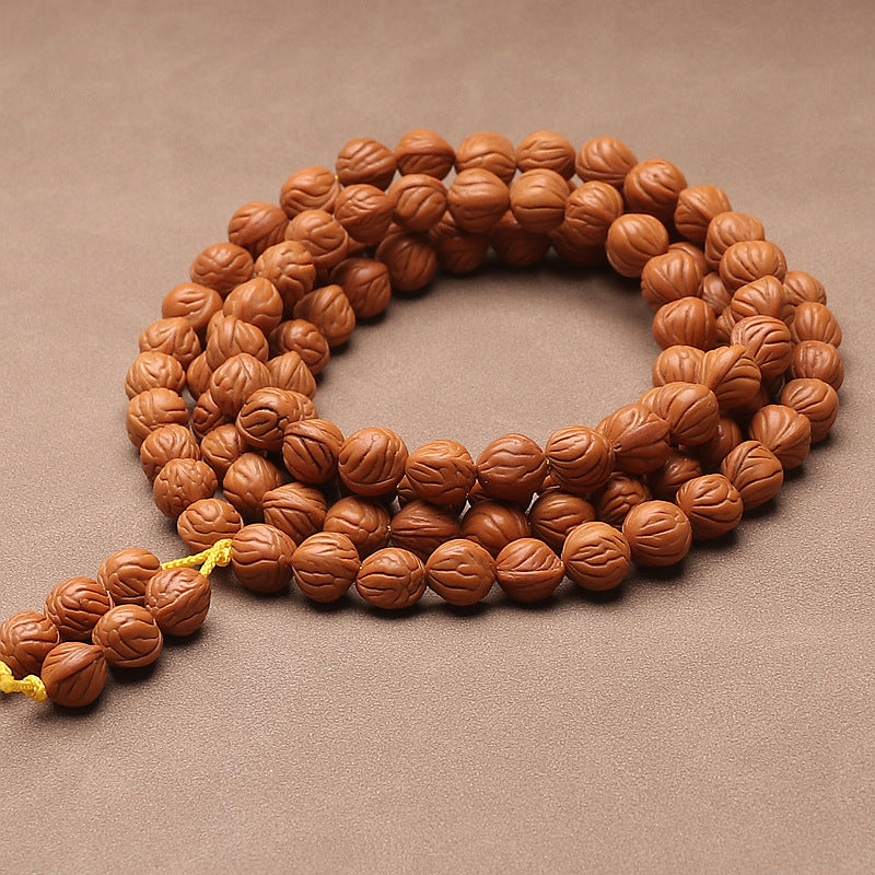 Qinling Dragon-Pattern Peach Pit 108 Prayer Beads Traditional Wenwan Bracelet